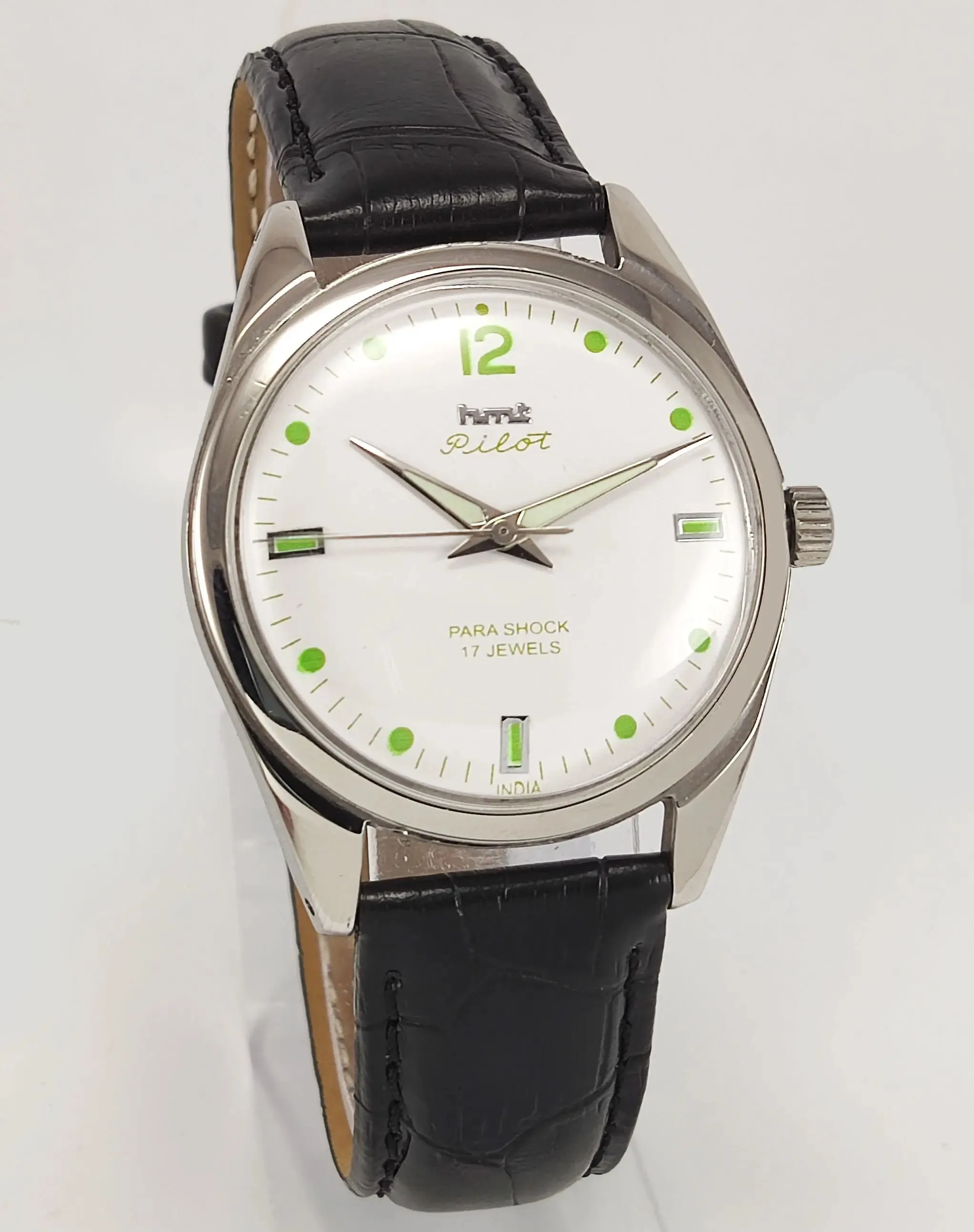 HMT Pilot Para Shock 17 Jewels White Dial Mechanical Hand winding Men's Wrist Watch