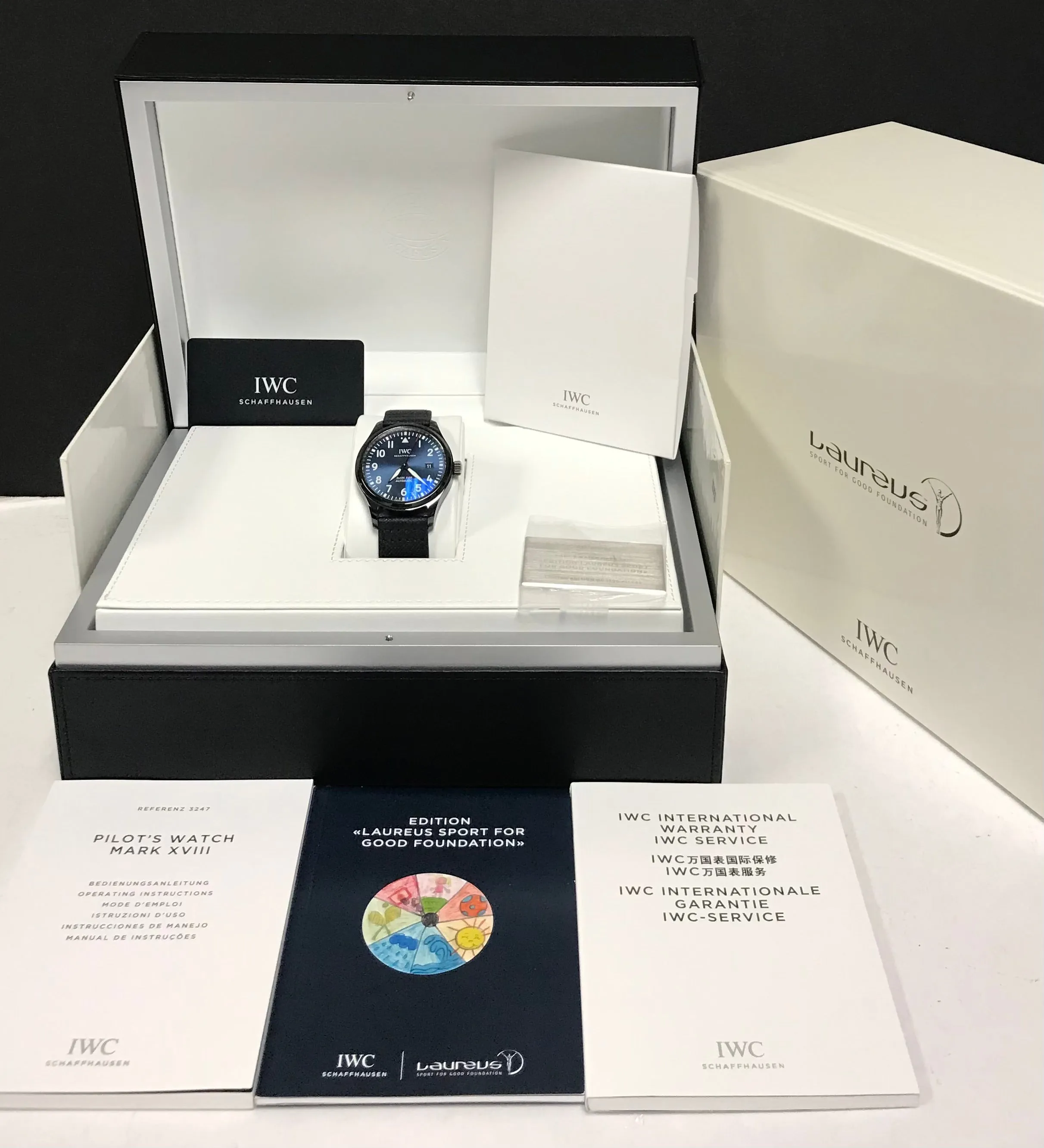 IWC Pilot Mark XVIII Laureus IW324703 Blue Dial Automatic Men's Watch