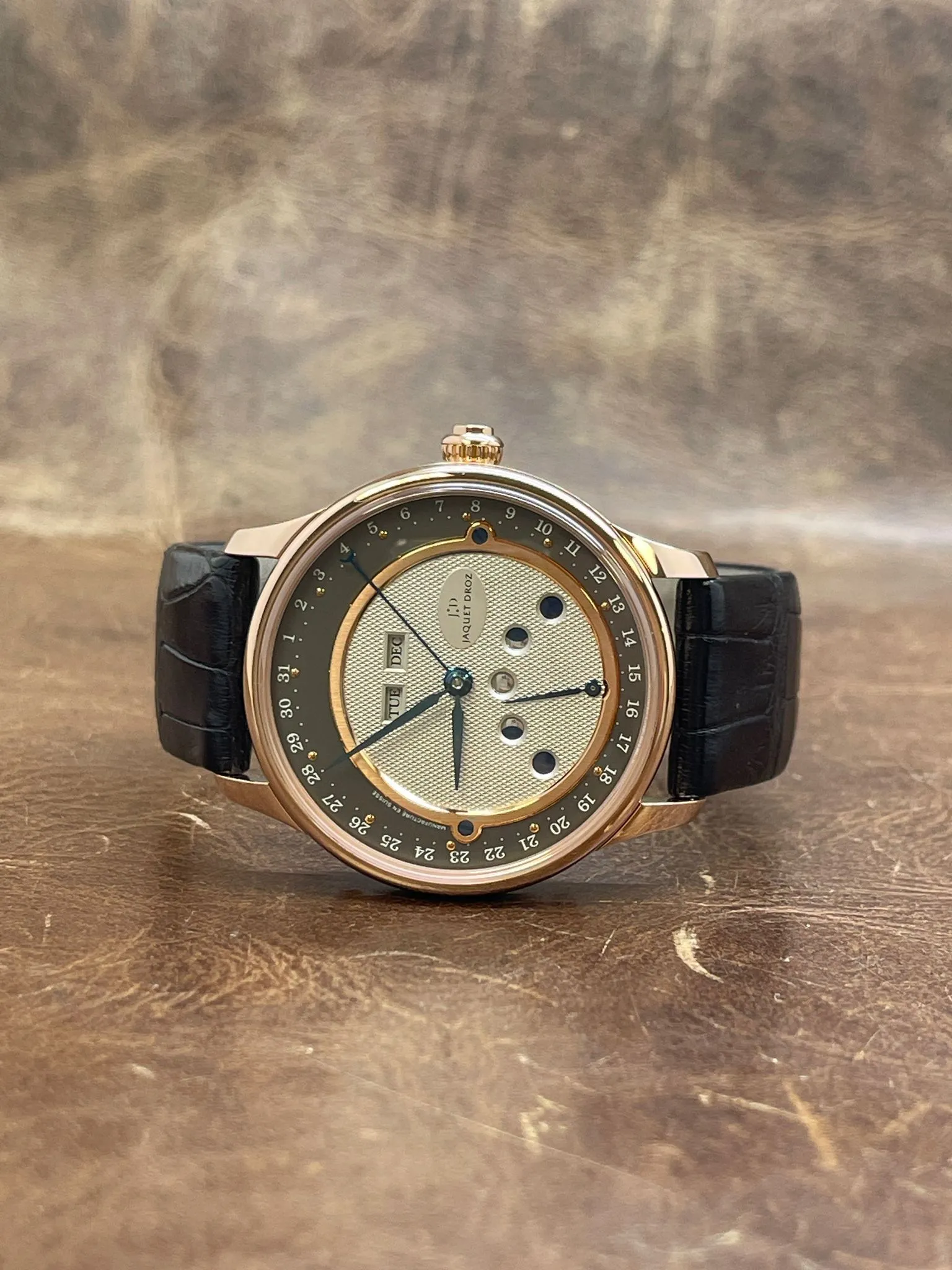 Jacquet Droz Les Lunes Triple Calendar Moonphase J012623201 Opaline Slate Grey Dial Automatic Men's Watch