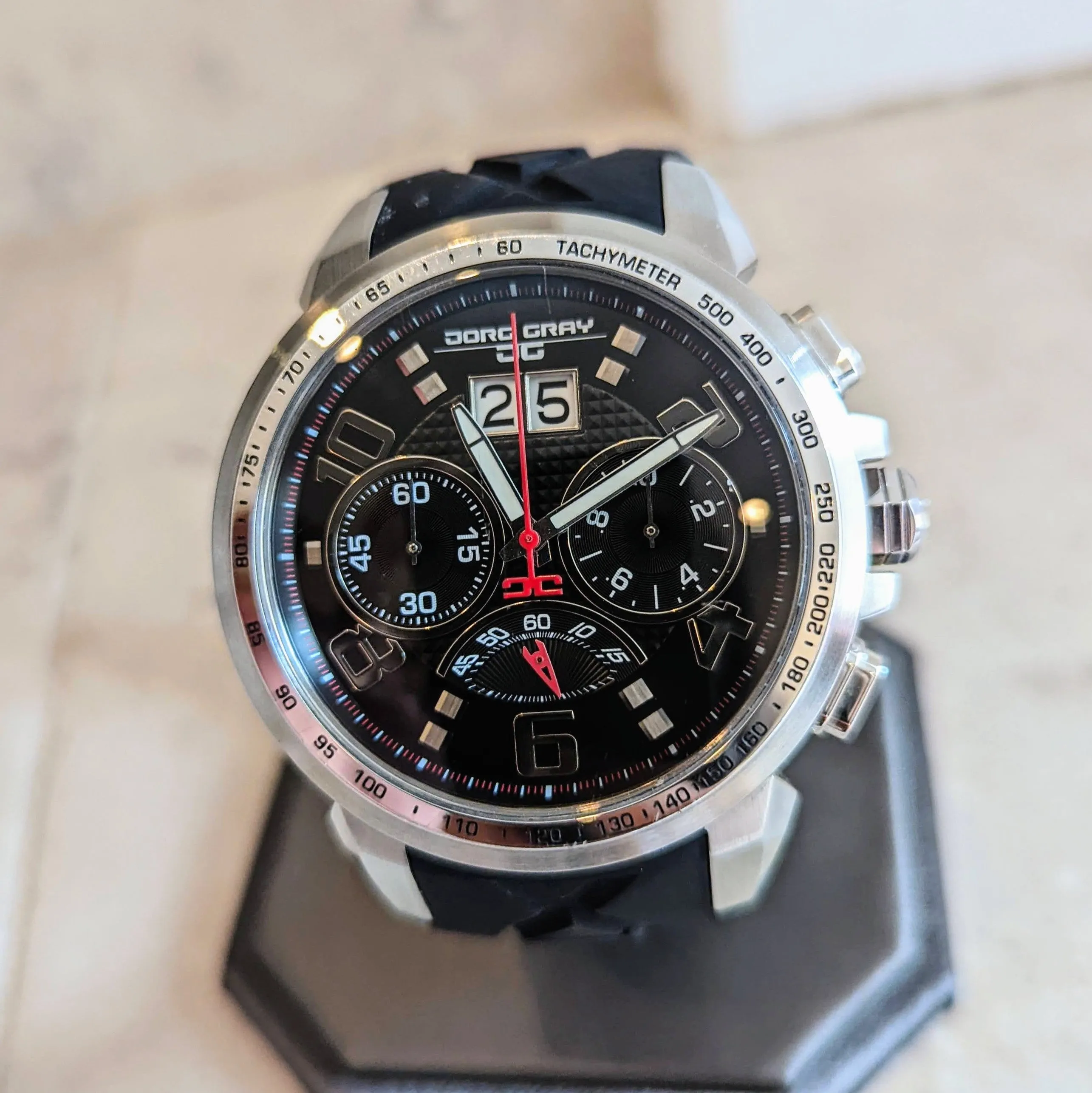 JORG GRAY JG5600-21 Chronograph Wristwatch Steel Black Dial 48mm