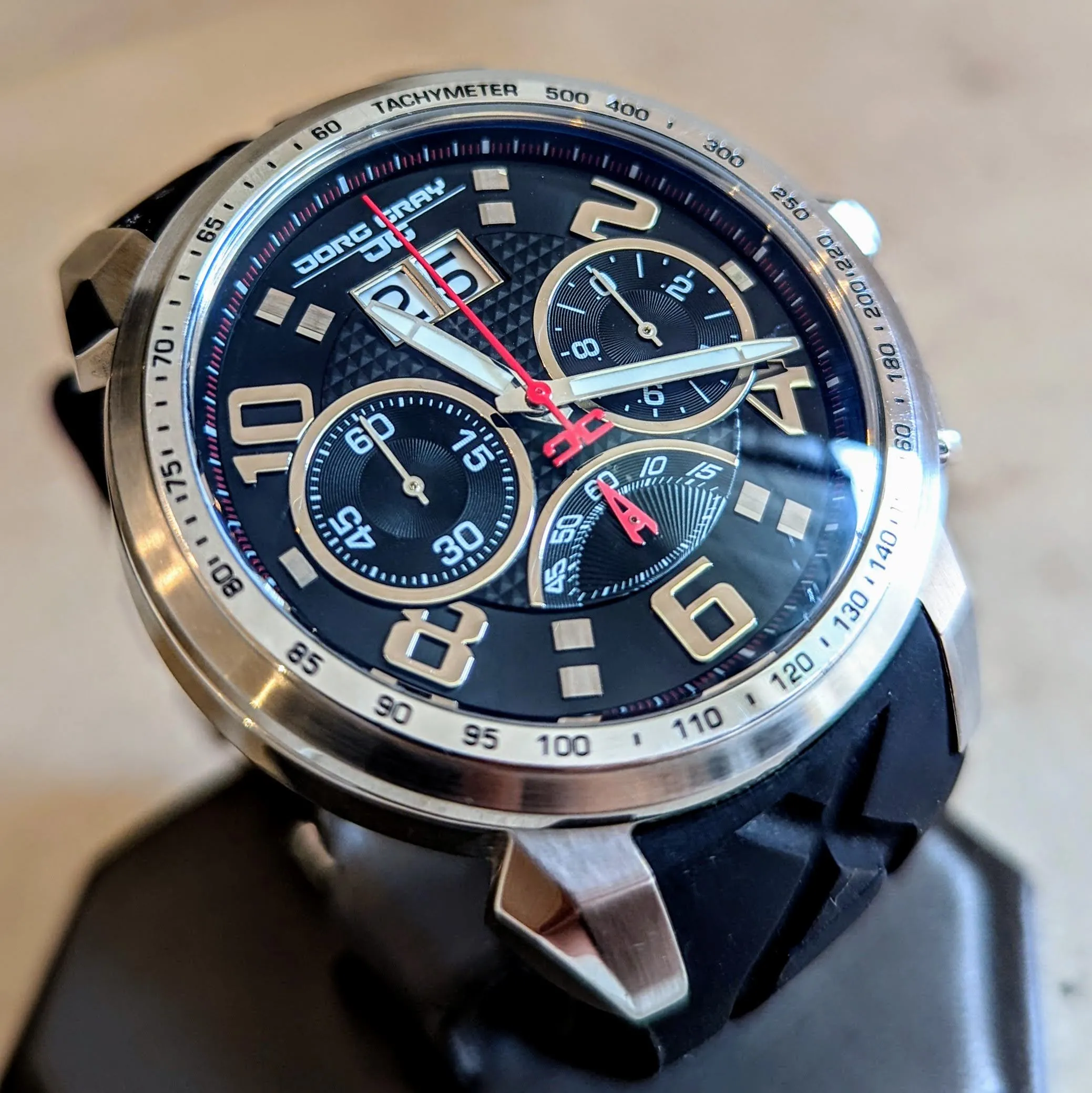 JORG GRAY JG5600-21 Chronograph Wristwatch Steel Black Dial 48mm