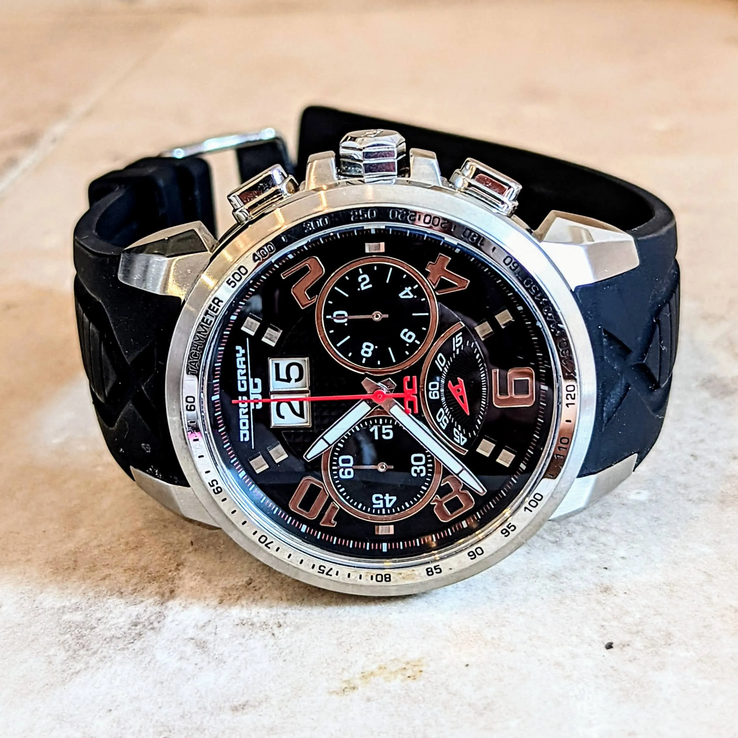 JORG GRAY JG5600-21 Chronograph Wristwatch Steel Black Dial 48mm