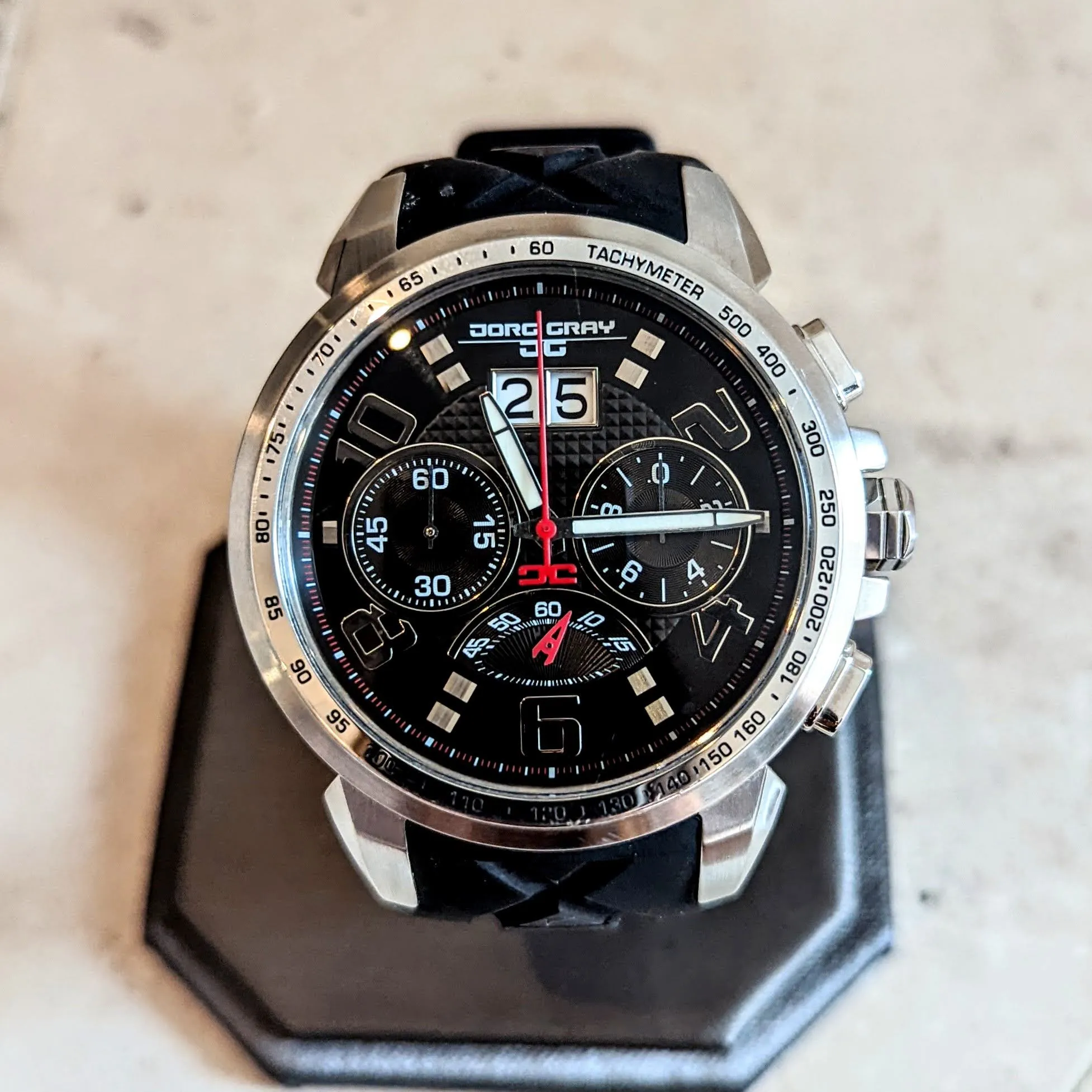 JORG GRAY JG5600-21 Chronograph Wristwatch Steel Black Dial 48mm