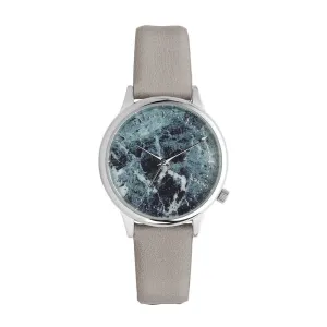 Komono Mens Estelle Marble Leather Band Grey Quartz Dial Watch - KOM-W2473