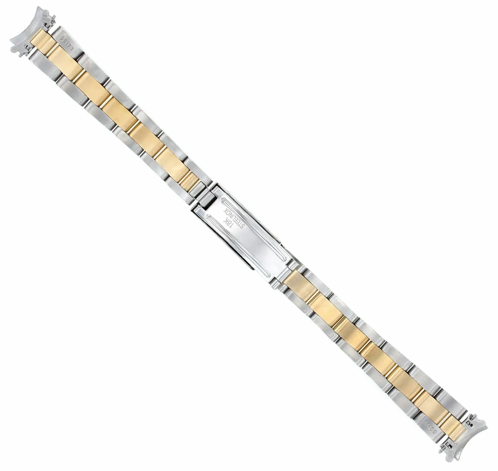 LADIES 13MM 18K/SS OYSTER WATCH BAND FOR 26MM ROLEX 6917 69173 69174 REAL GOLD