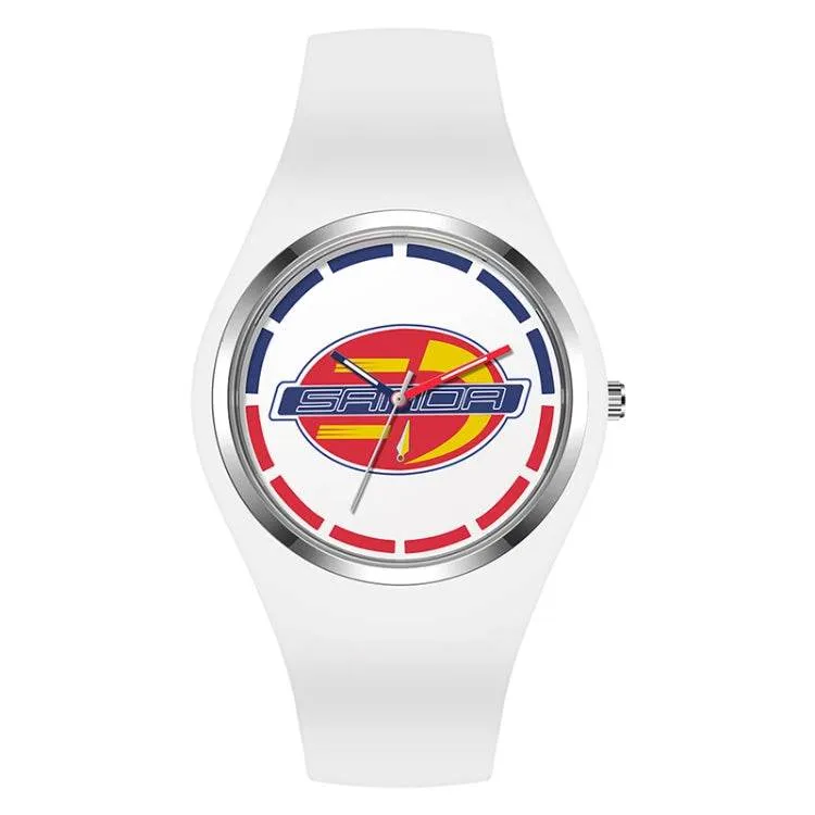 Ladies' Simple Silicone Strap Quartz Watch with Round Dial - SANDA 6077