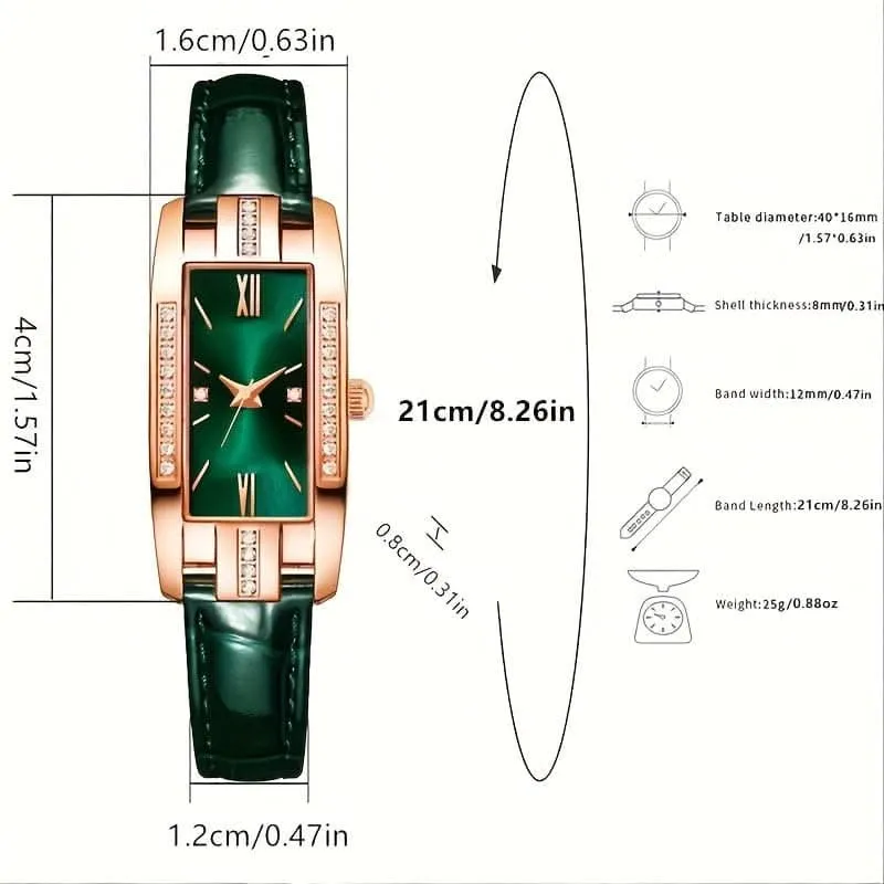 Lady’s Vintage Quartz Watch – Square Dial with Roman Numerals & Rhinestones