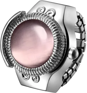 Lancardo Elastic Ring Watch: Quartz Analog Silver Stretch Band Bling Cat Eye Crystal Openable Case Finger Watch Men Women Christmas Birthday
