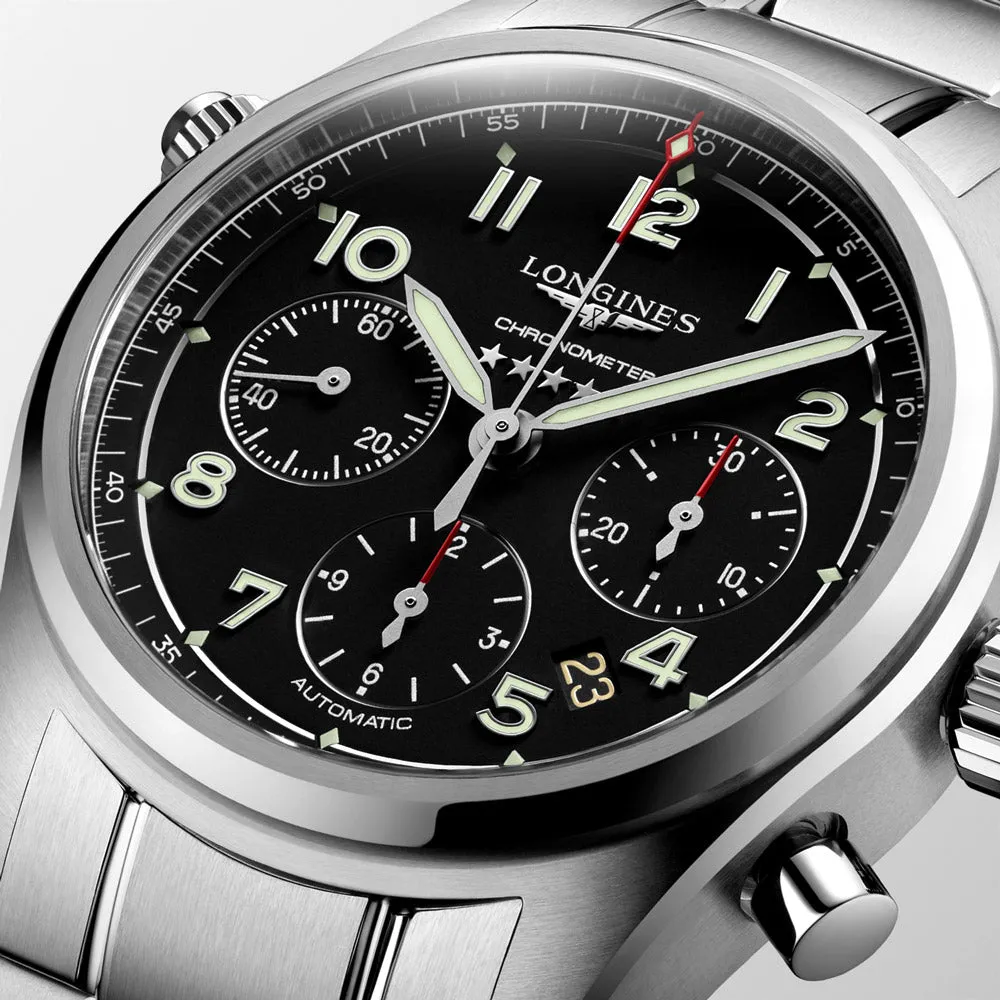 Longines Spirit 42mm Black Dial Automatic Chronograph Gents Watch L3.820.4.53.6