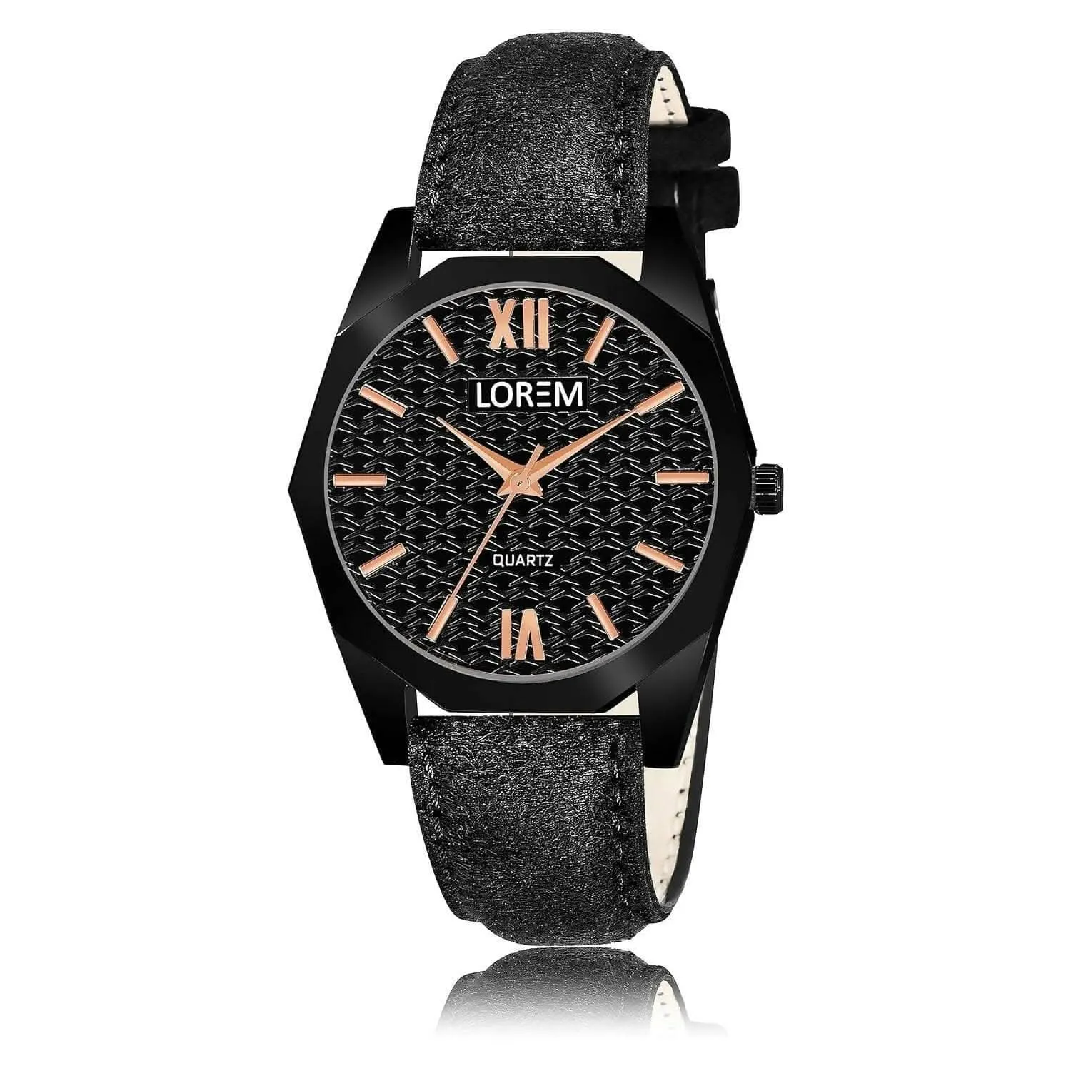 LOREM Black 3d embossed Dial Analog Watch For Women LR328