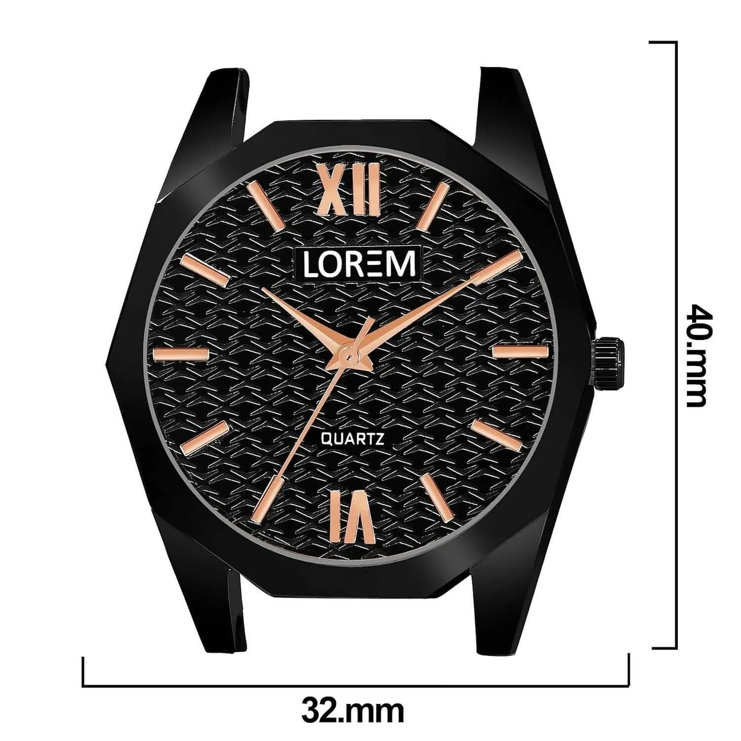 LOREM Black 3d embossed Dial Analog Watch For Women LR328