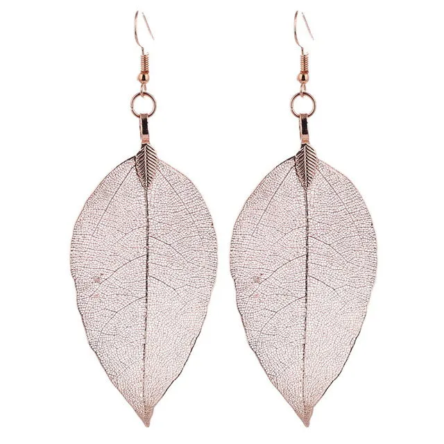 LOVBEAFAS 2017 Fashion Brincos Bohemian Long Earrings Unique Natural Real Leaf Big Earrings For Women Fine Jewelry Gift