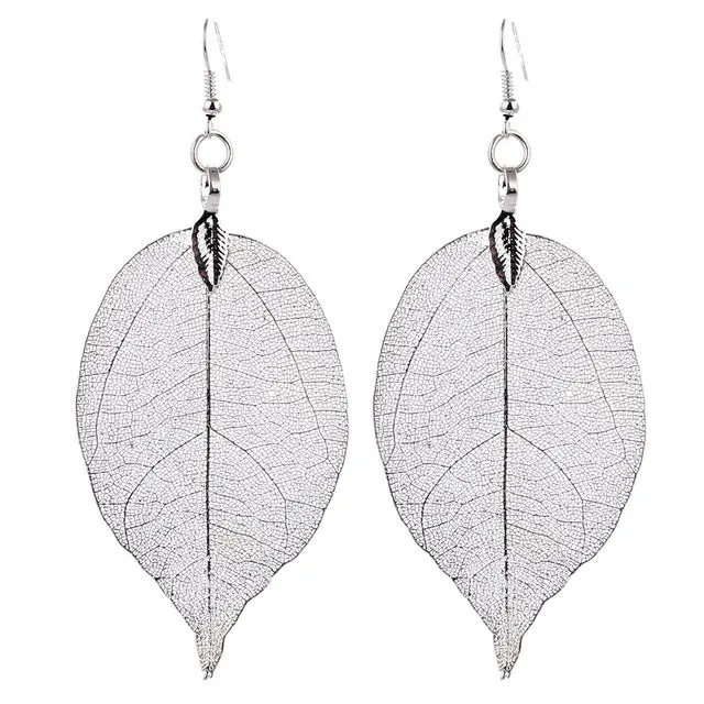 LOVBEAFAS 2017 Fashion Brincos Bohemian Long Earrings Unique Natural Real Leaf Big Earrings For Women Fine Jewelry Gift