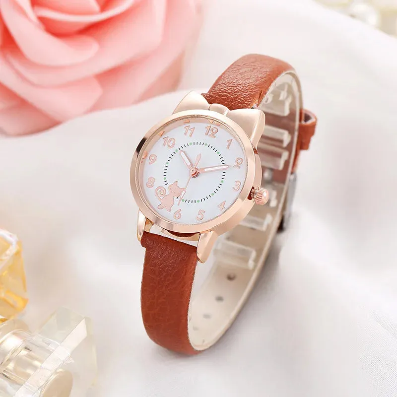 Luminous Kids Children Watch Digital Round Dial Children Watch Leather Strap Quartz Watches Kid Girls Clock Relogio Montre Reloj