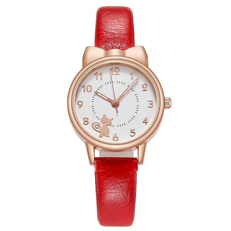 Luminous Kids Children Watch Digital Round Dial Children Watch Leather Strap Quartz Watches Kid Girls Clock Relogio Montre Reloj