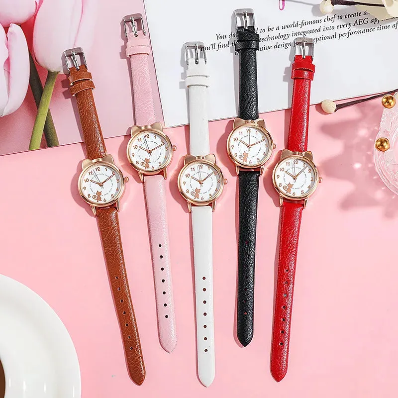 Luminous Kids Children Watch Digital Round Dial Children Watch Leather Strap Quartz Watches Kid Girls Clock Relogio Montre Reloj