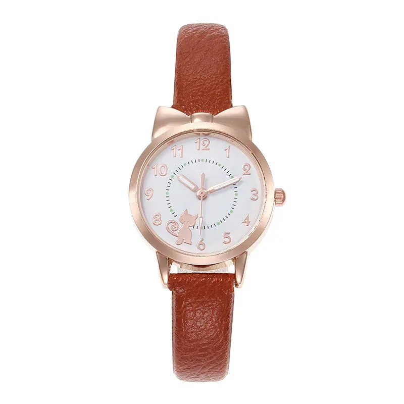 Luminous Kids Children Watch Digital Round Dial Children Watch Leather Strap Quartz Watches Kid Girls Clock Relogio Montre Reloj