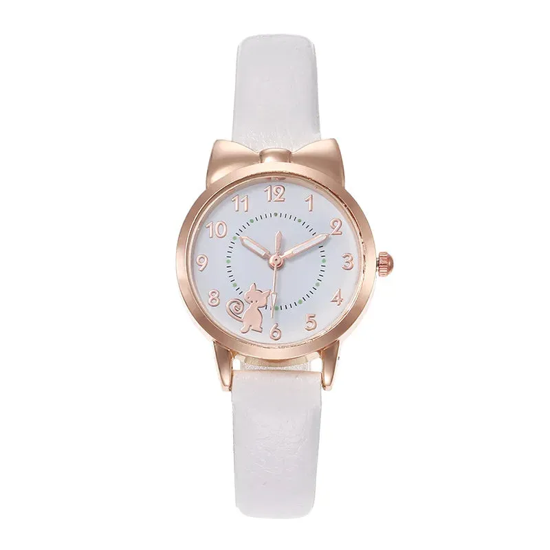 Luminous Kids Children Watch Digital Round Dial Children Watch Leather Strap Quartz Watches Kid Girls Clock Relogio Montre Reloj