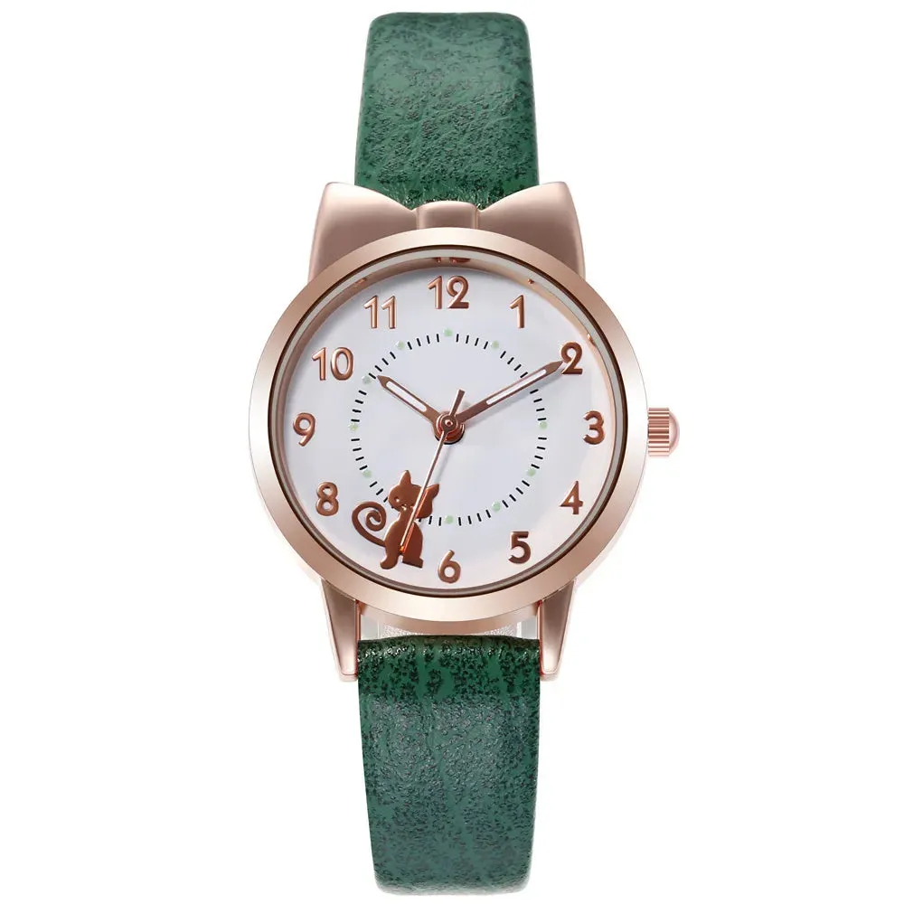 Luminous Kids Children Watch Digital Round Dial Children Watch Leather Strap Quartz Watches Kid Girls Clock Relogio Montre Reloj