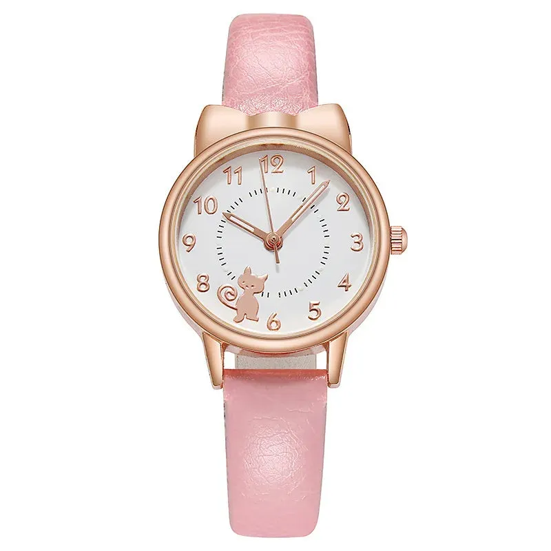 Luminous Kids Children Watch Digital Round Dial Children Watch Leather Strap Quartz Watches Kid Girls Clock Relogio Montre Reloj