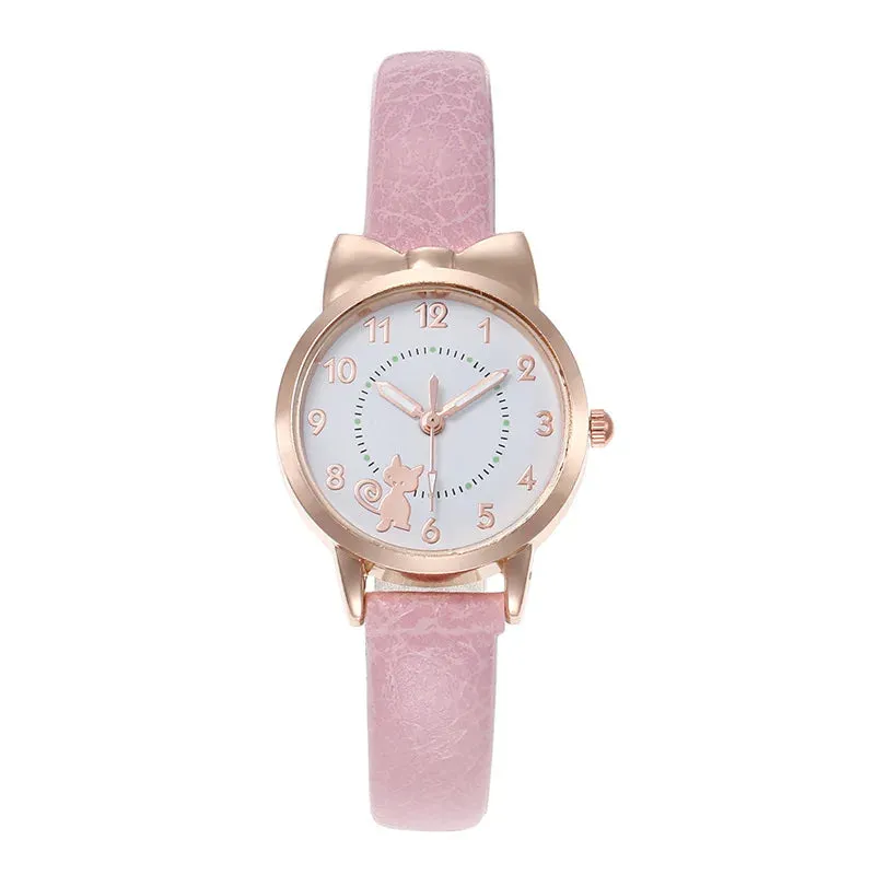 Luminous Kids Children Watch Digital Round Dial Children Watch Leather Strap Quartz Watches Kid Girls Clock Relogio Montre Reloj