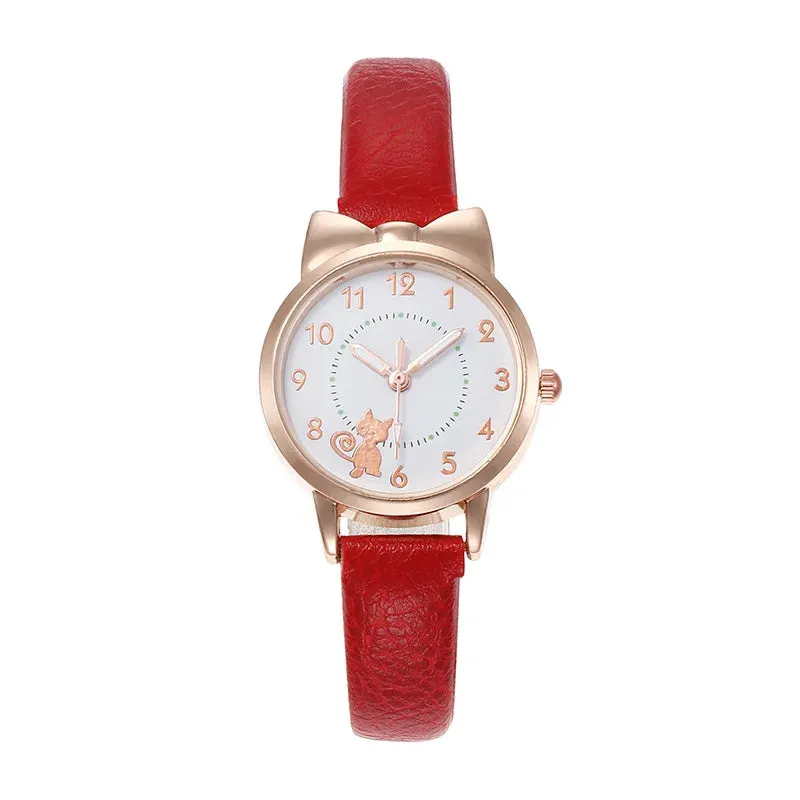 Luminous Kids Children Watch Digital Round Dial Children Watch Leather Strap Quartz Watches Kid Girls Clock Relogio Montre Reloj