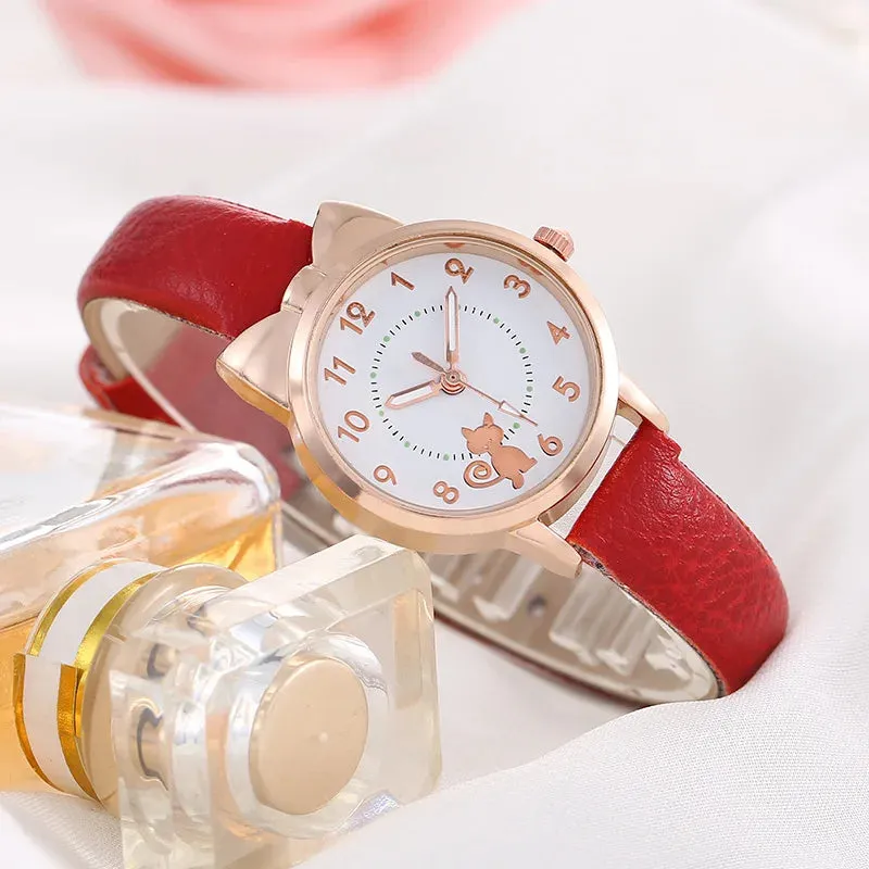 Luminous Kids Children Watch Digital Round Dial Children Watch Leather Strap Quartz Watches Kid Girls Clock Relogio Montre Reloj