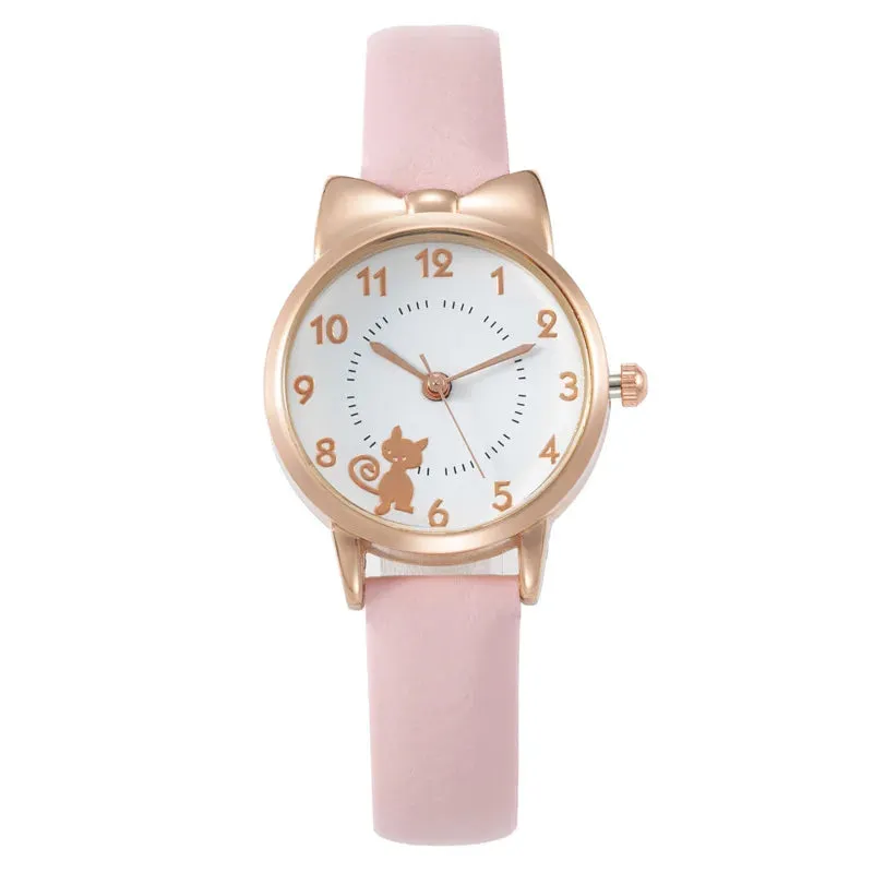 Luminous Kids Children Watch Digital Round Dial Children Watch Leather Strap Quartz Watches Kid Girls Clock Relogio Montre Reloj