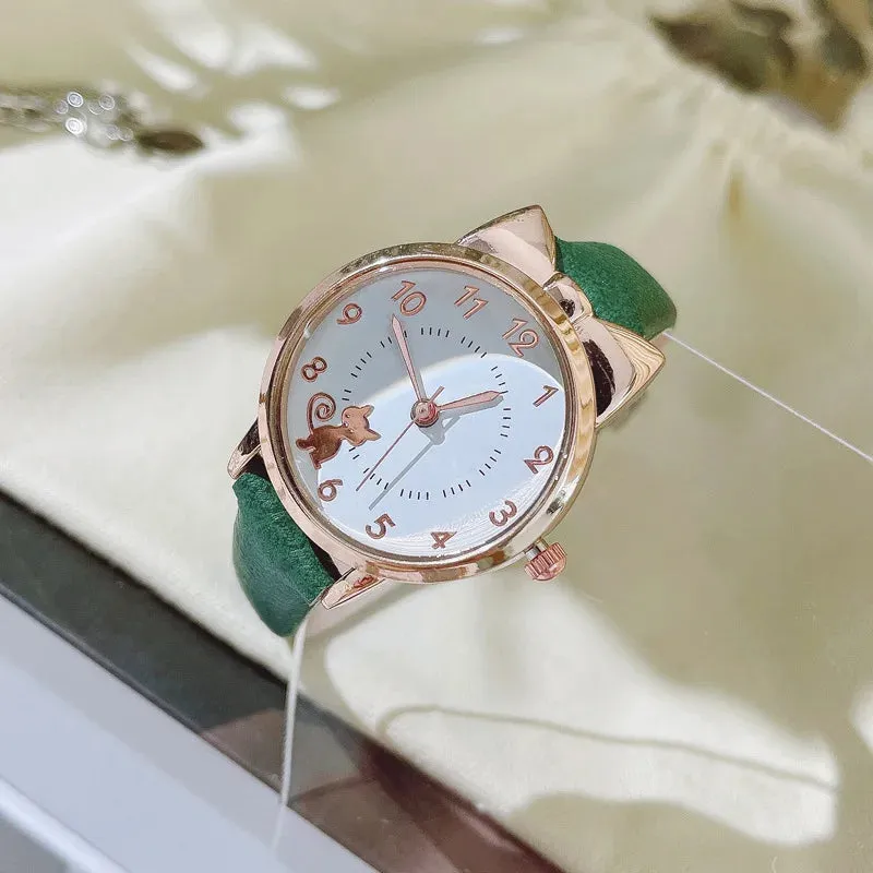 Luminous Kids Children Watch Digital Round Dial Children Watch Leather Strap Quartz Watches Kid Girls Clock Relogio Montre Reloj