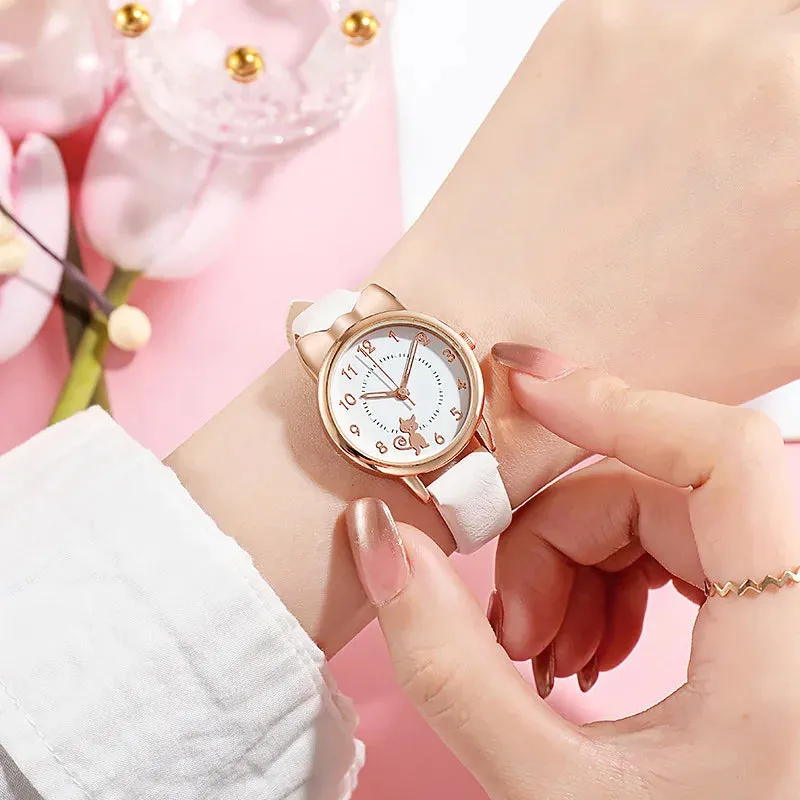 Luminous Kids Children Watch Digital Round Dial Children Watch Leather Strap Quartz Watches Kid Girls Clock Relogio Montre Reloj