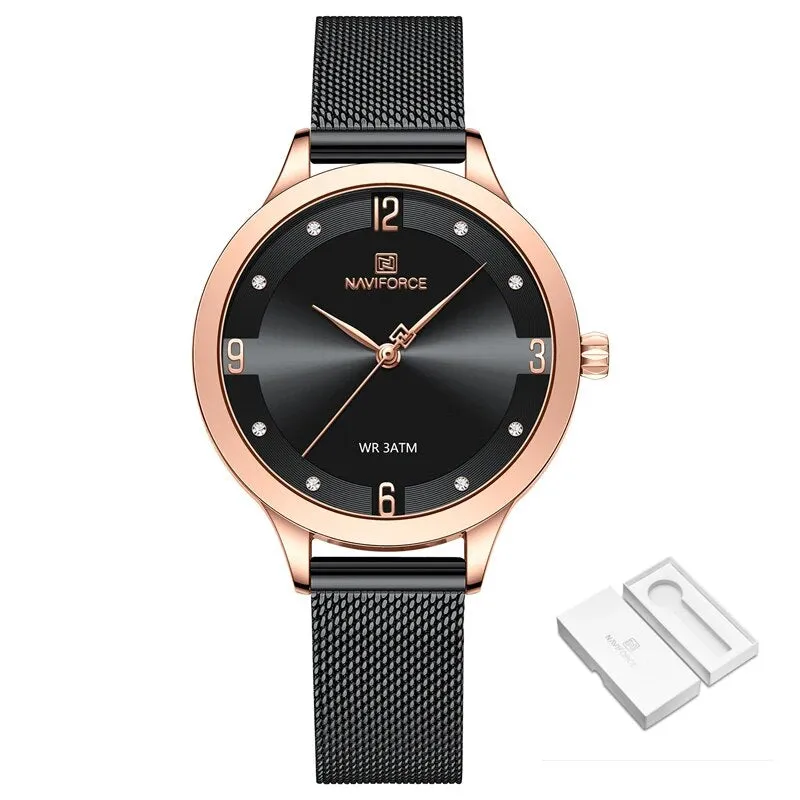 Luxury Women Clock Mesh Belt Elegant Quartz Ladies Watch Delicate Dress Watches