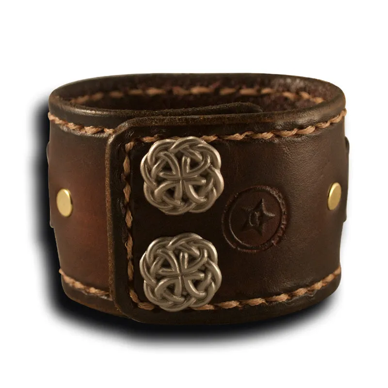 Medium Brown Stressed Leather Cuff Watch Stainless 42MM Sapphire