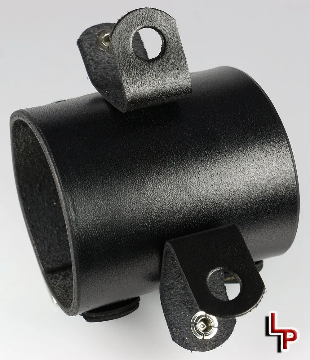 Men's 3" Wide Black Leather Watch Cuff