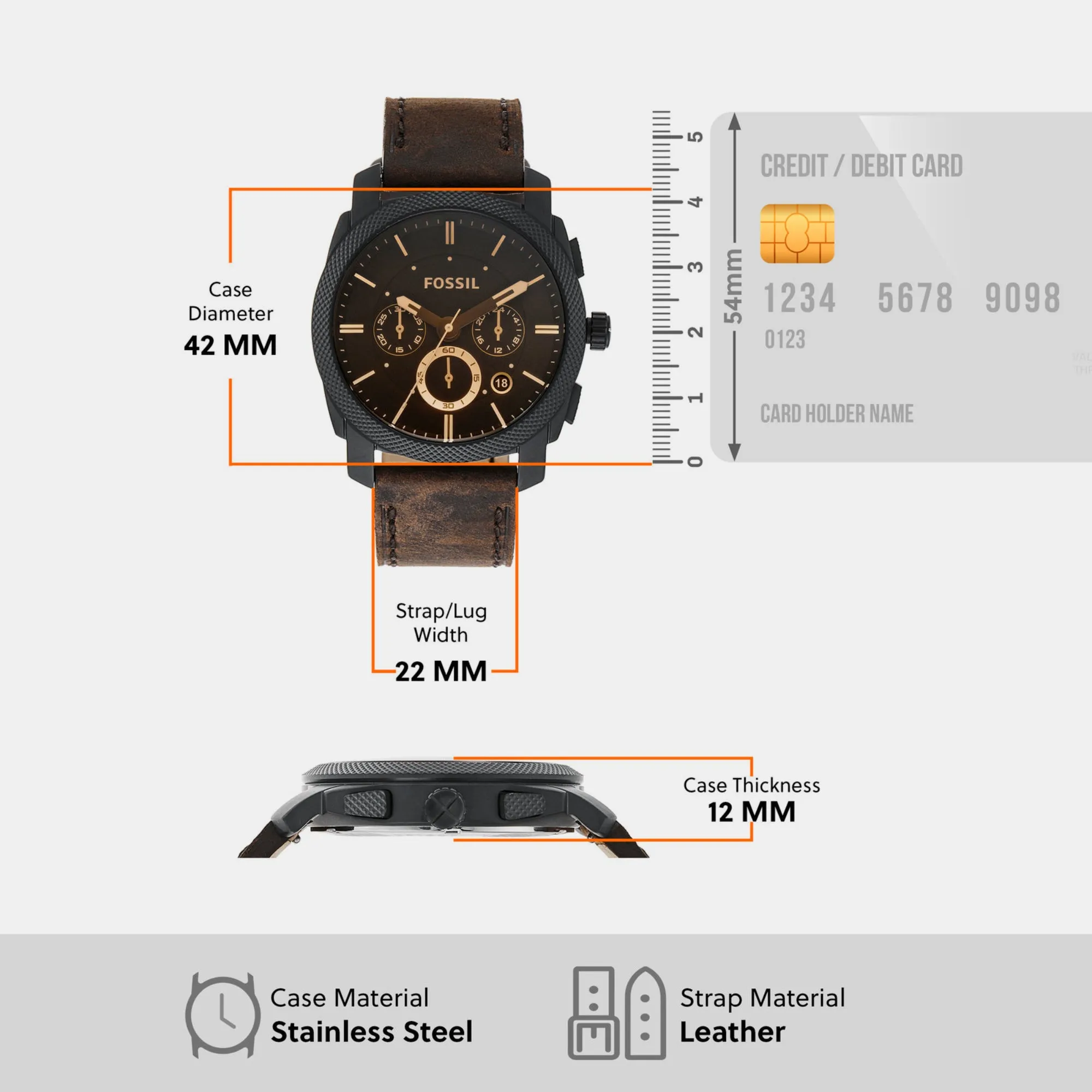 Men's Black Chronograph Leather Watch FS5251SET
