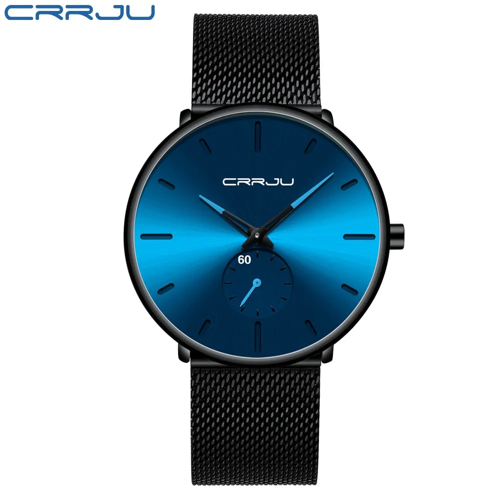Men's Top Brand Luxury Quartz Watch Slim Mesh Steel