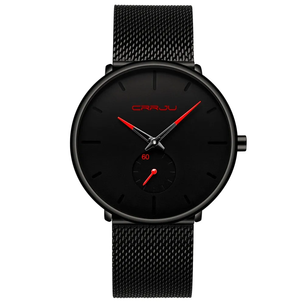 Men's Top Brand Luxury Quartz Watch Slim Mesh Steel