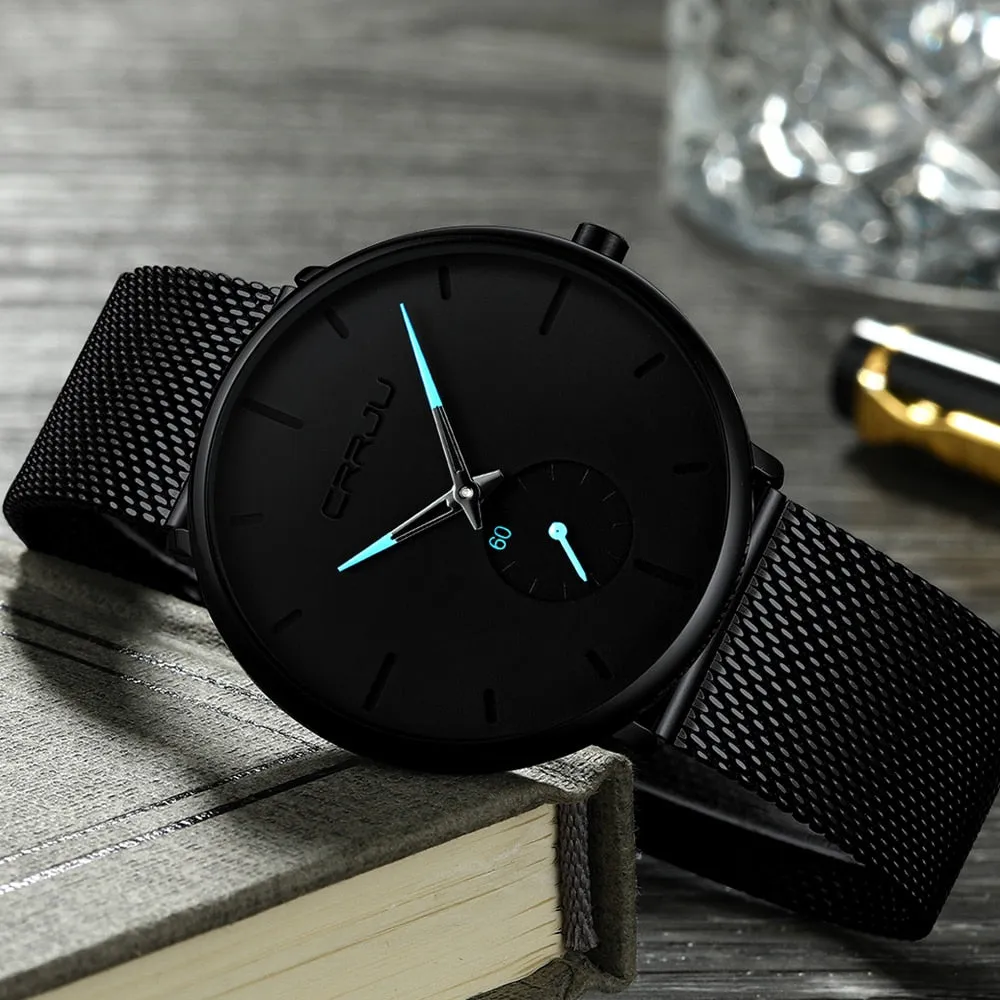 Men's Top Brand Luxury Quartz Watch Slim Mesh Steel