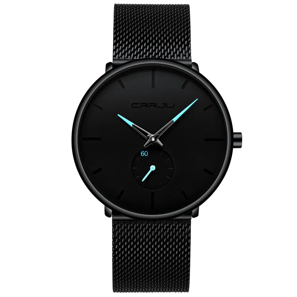 Men's Top Brand Luxury Quartz Watch Slim Mesh Steel