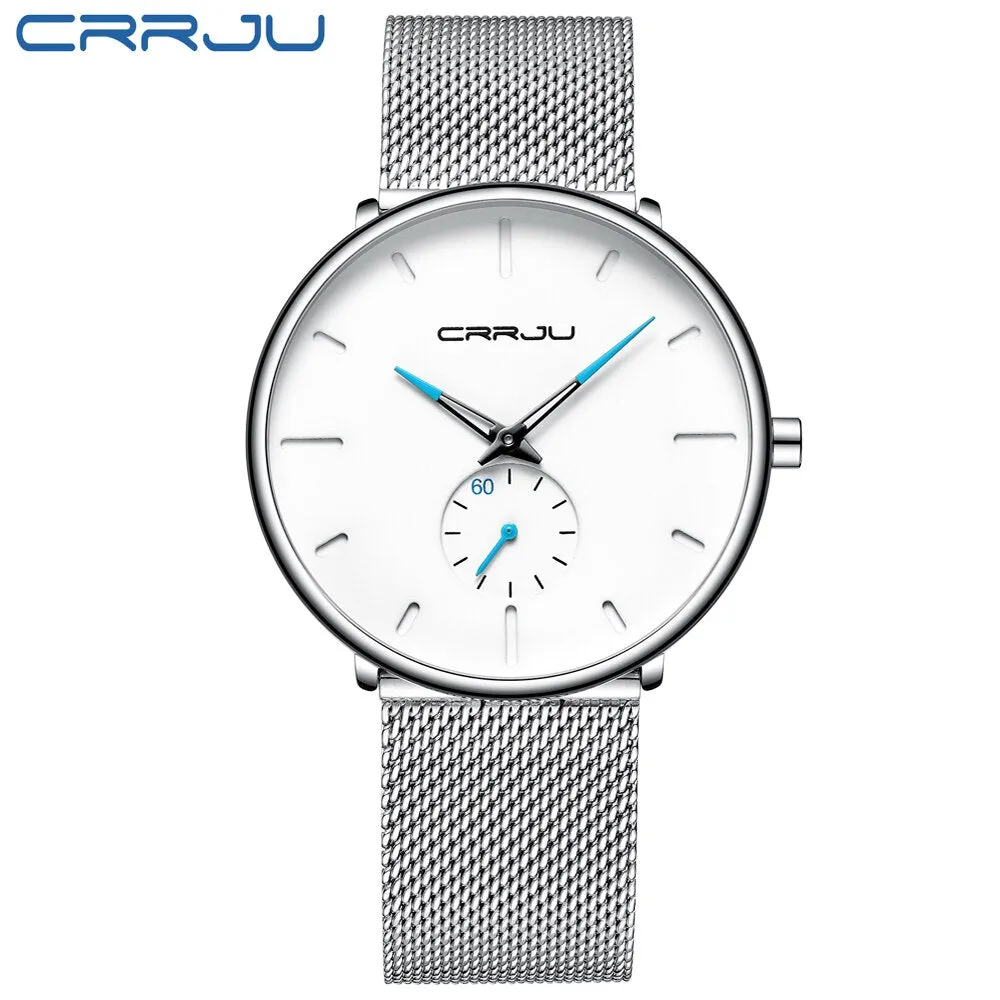 Men's Top Brand Luxury Quartz Watch Slim Mesh Steel