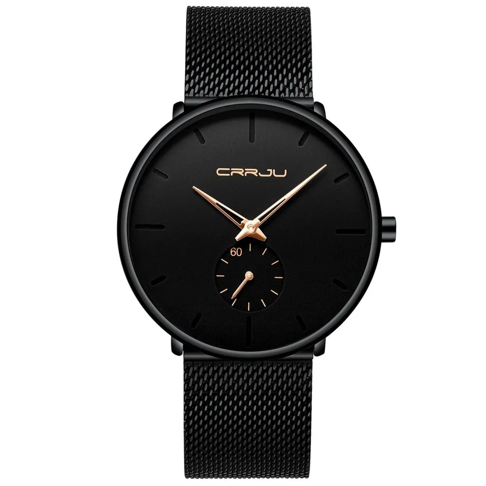 Men's Top Brand Luxury Quartz Watch Slim Mesh Steel