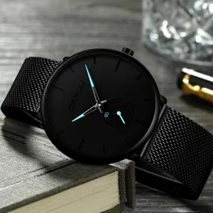 Men's Top Brand Luxury Quartz Watch Slim Mesh Steel