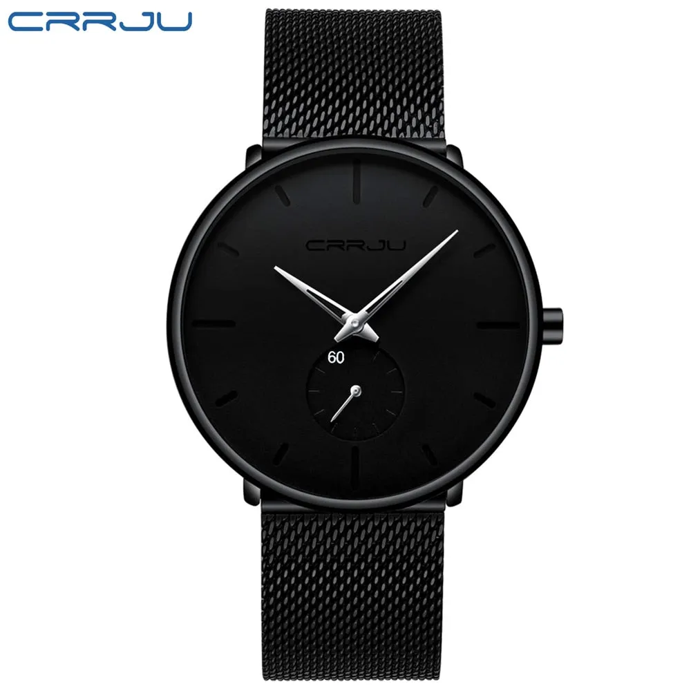 Men's Top Brand Luxury Quartz Watch Slim Mesh Steel