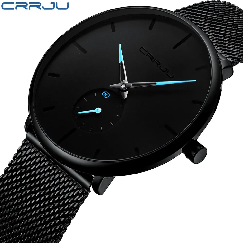 Men's Top Brand Luxury Quartz Watch Slim Mesh Steel