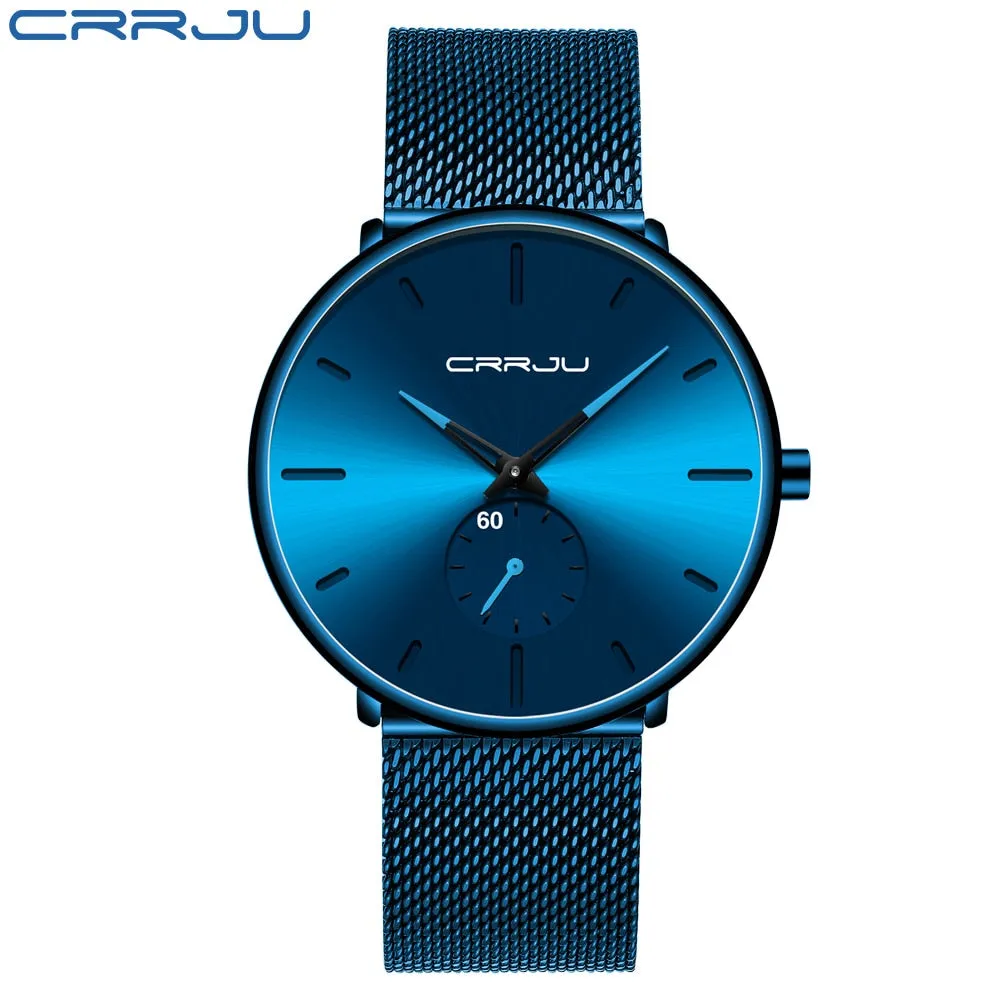 Men's Top Brand Luxury Quartz Watch Slim Mesh Steel