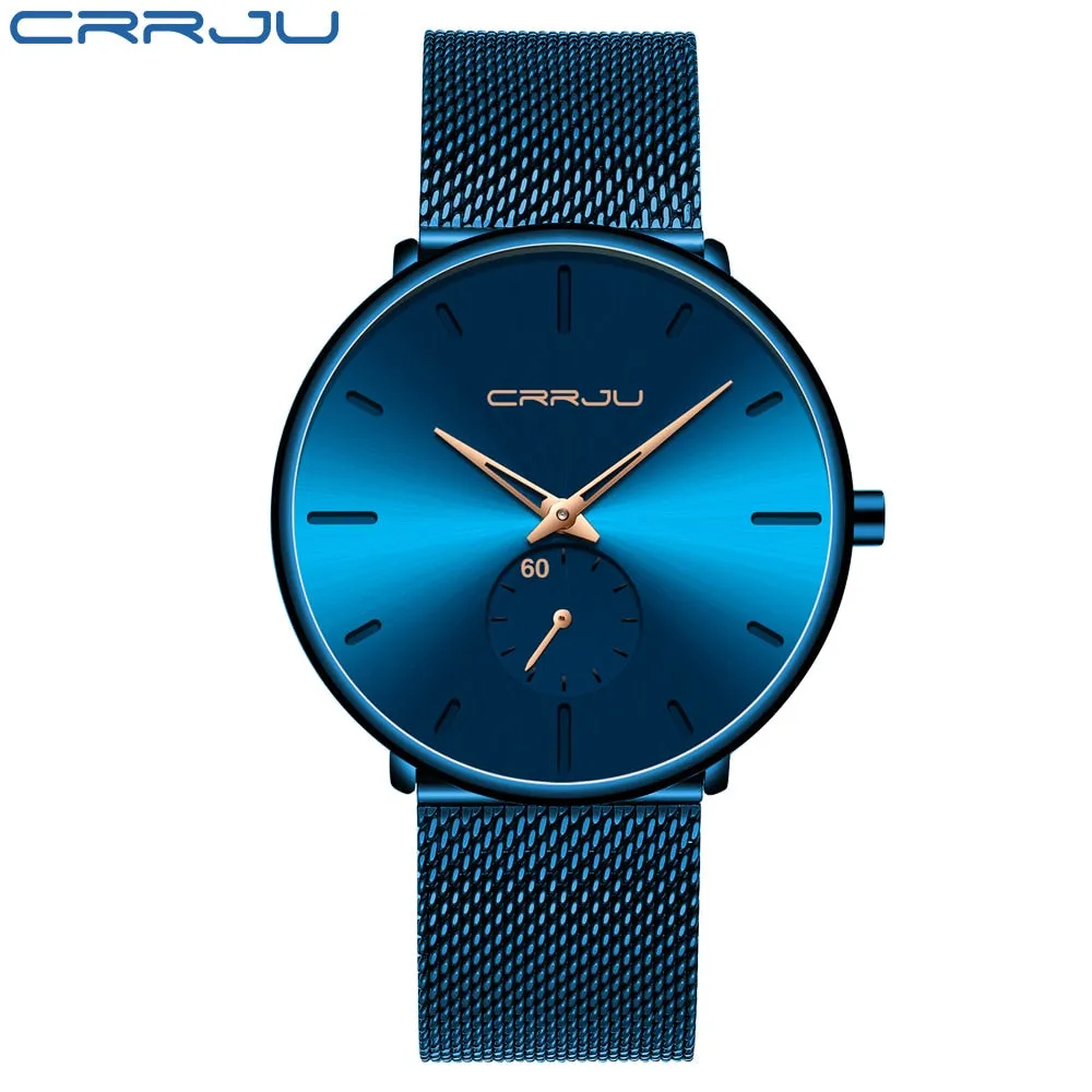 Men's Top Brand Luxury Quartz Watch Slim Mesh Steel