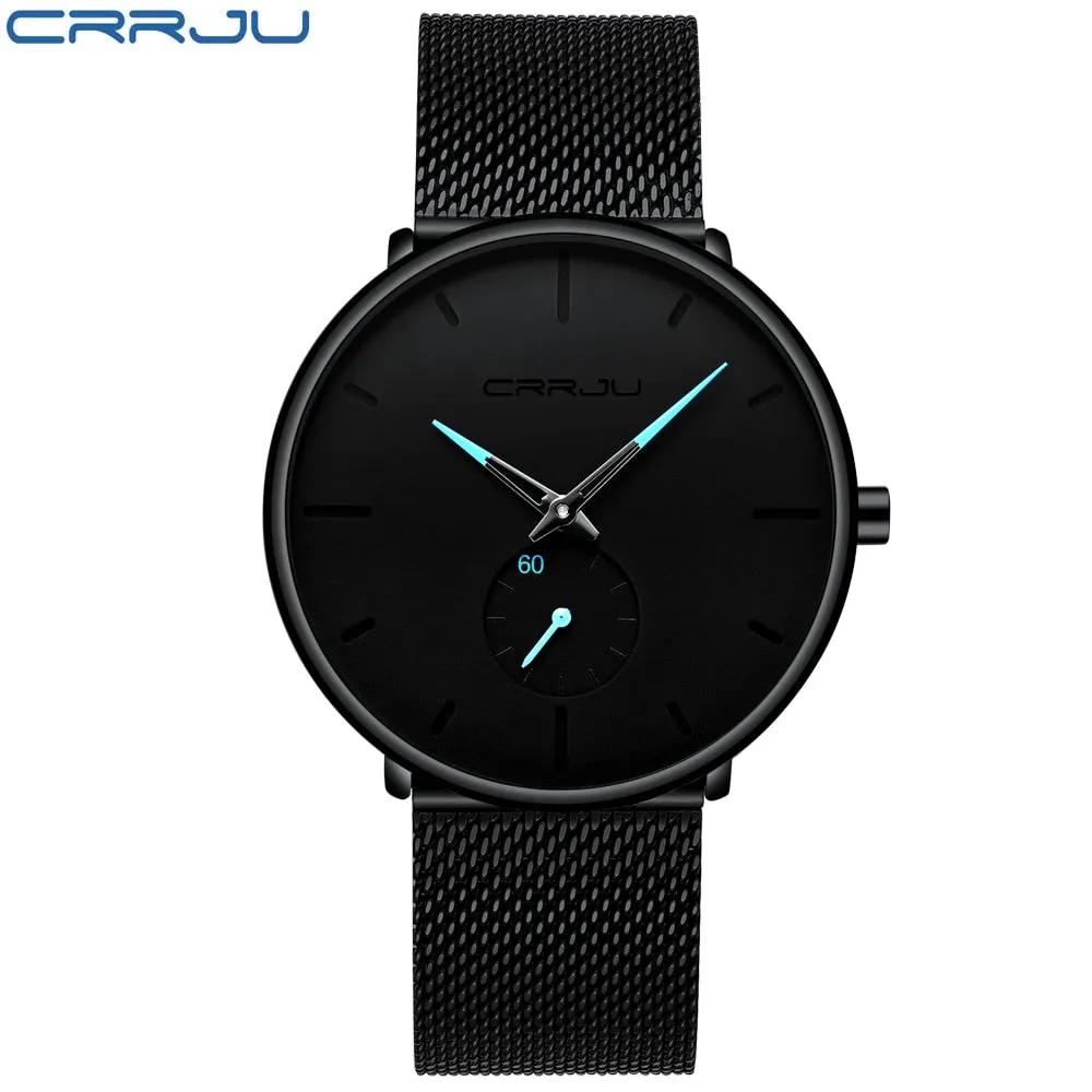 Men's Top Brand Luxury Quartz Watch Slim Mesh Steel