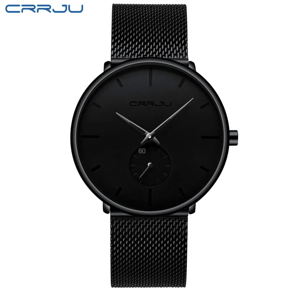 Men's Top Brand Luxury Quartz Watch Slim Mesh Steel
