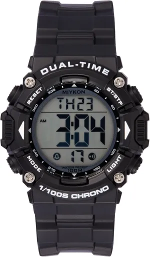 Miykon Waterproof Watches for Women | Sports Digital Watch Womens | Lightweight and Shockproof Resin, Super Illuminator, Stopwatch and Timer, Alarm, Dual Time, 24hr Military Time, 100M Water Resistant (Black, 38mm)