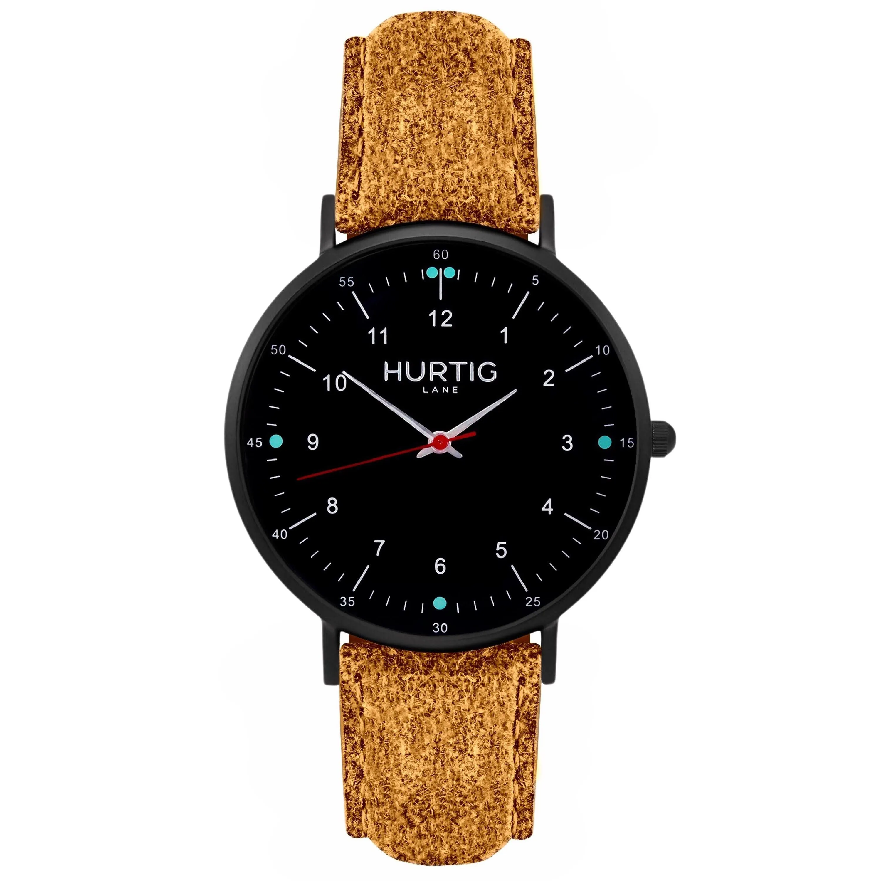 Moderna Vegan Tweed Watch All Black & Camel
