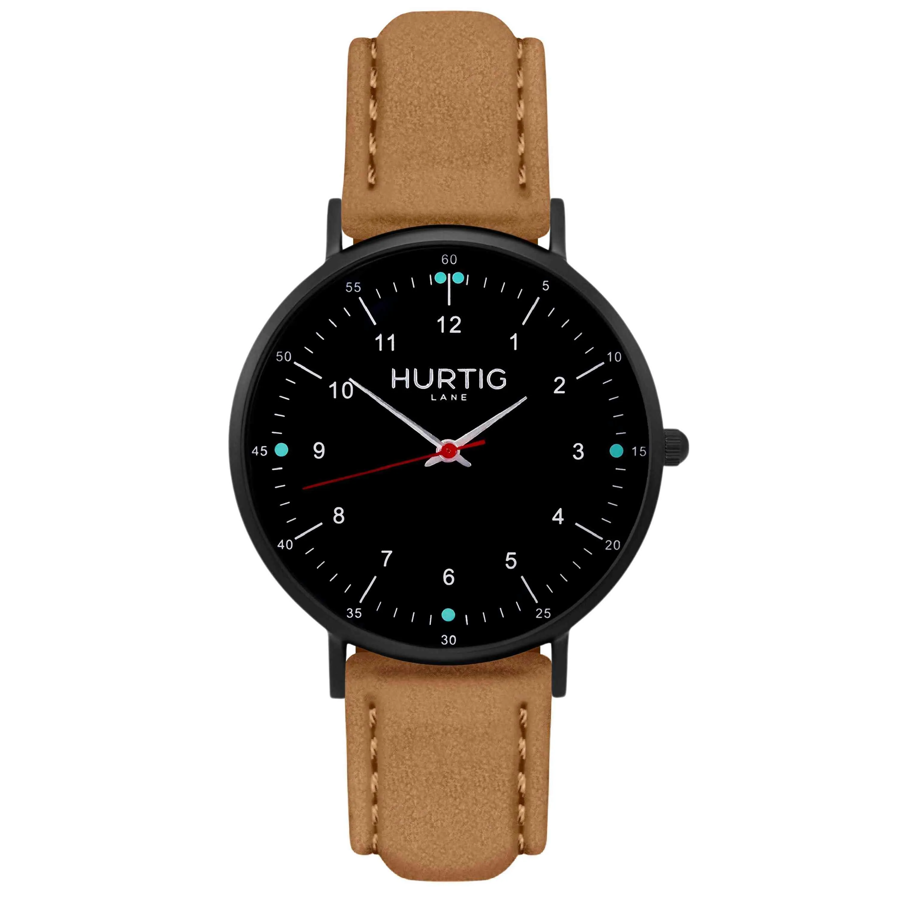 Moderna Vegan Tweed Watch All Black & Camel